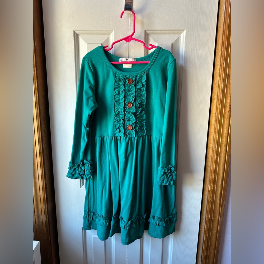 Adorable Sweetness size 8 teal cotton dress
